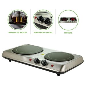 Ovente Countertop Double Infrared Burner with Temperature Control